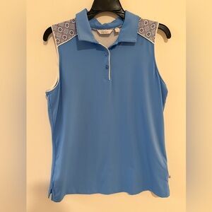*LIKE NEW”Lady Hagen “tile” Shoulder Print Golf Tank Sleeveless Polo Blouse